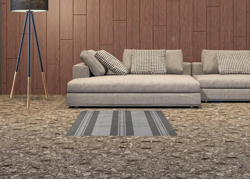 Blue and Gray Striped Stain Resistant Indoor Outdoor Area Rug Photo 2
