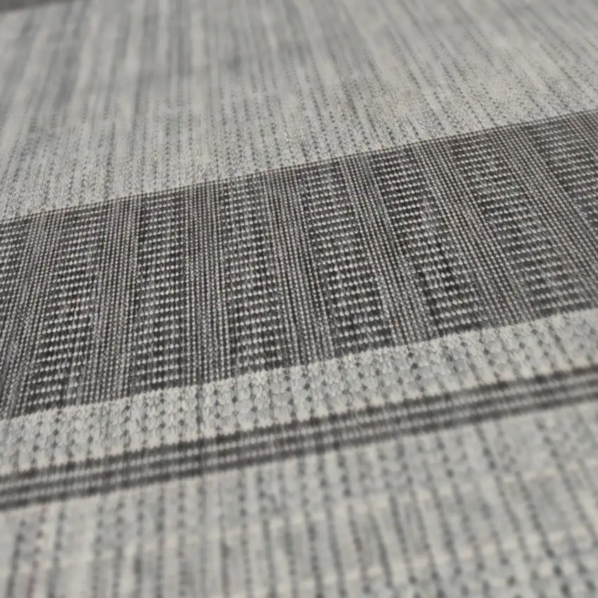 Blue and Gray Striped Stain Resistant Indoor Outdoor Runner Rug Photo 8