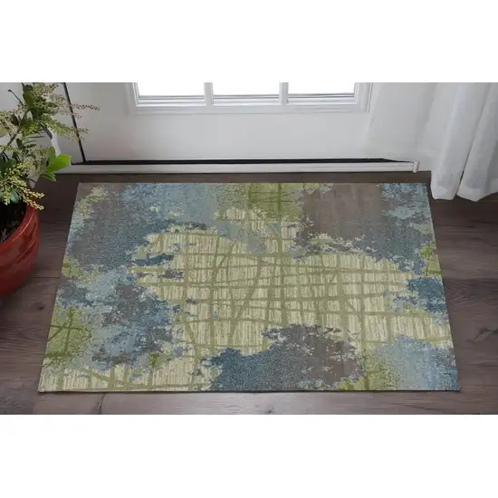 Blue and Green Abstract Area Rug Photo 1