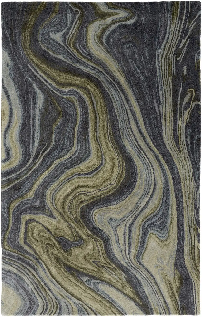 Blue and Green Abstract Hand Tufted Area Rug Photo 4