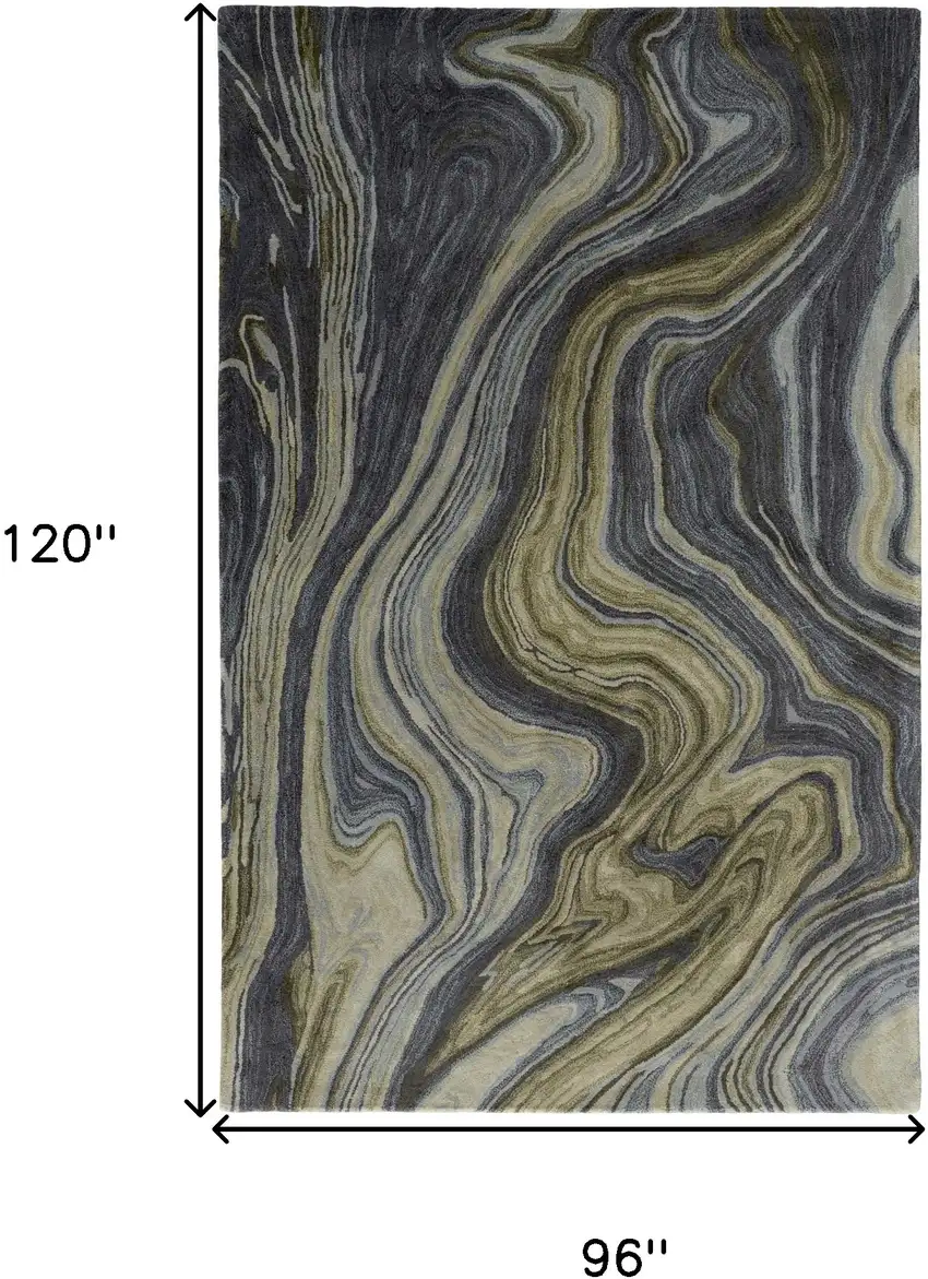 Blue and Green Abstract Hand Tufted Area Rug Photo 3