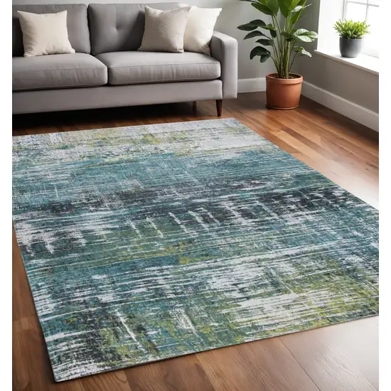 Blue and Green Abstract Non Skid Area Rug Photo 1