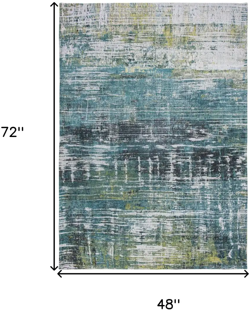 Blue and Green Abstract Non Skid Area Rug Photo 3