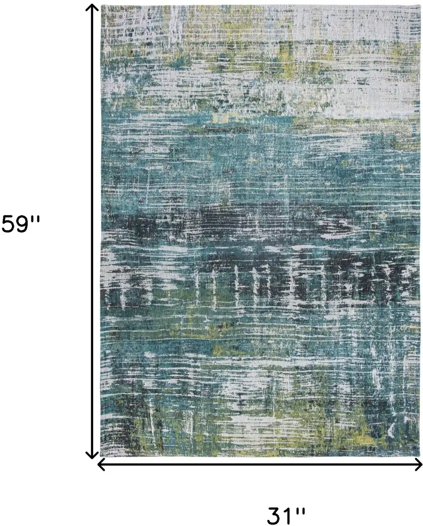 Blue and Green Abstract Non Skid Area Rug Photo 3