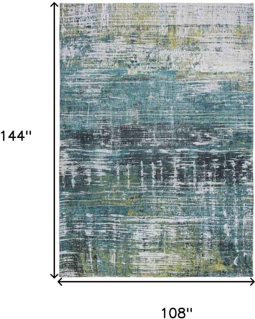 Blue and Green Abstract Non Skid Area Rug Photo 3