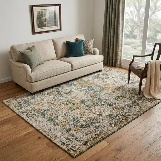 Blue and Green Abstract Non Skid Area Rug Photo 1
