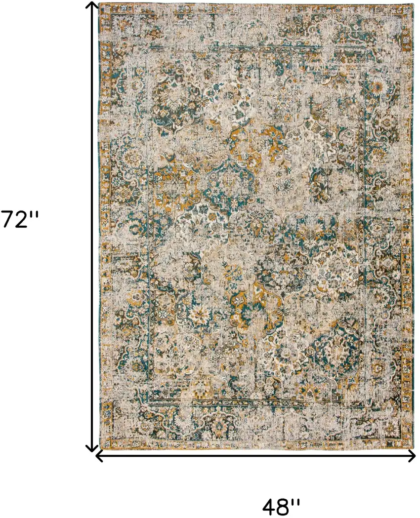 Blue and Green Abstract Non Skid Area Rug Photo 3