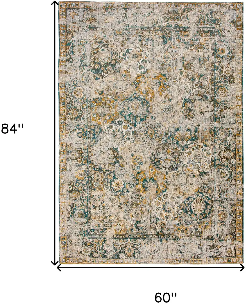 Blue and Green Abstract Non Skid Area Rug Photo 3