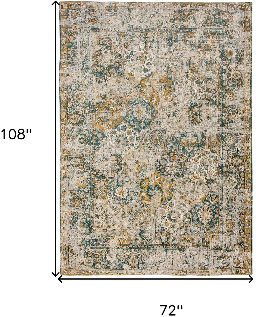 Blue and Green Abstract Non Skid Area Rug Photo 3