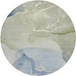 Photo of Blue and Green Abstract Washable Indoor Outdoor Area Rug