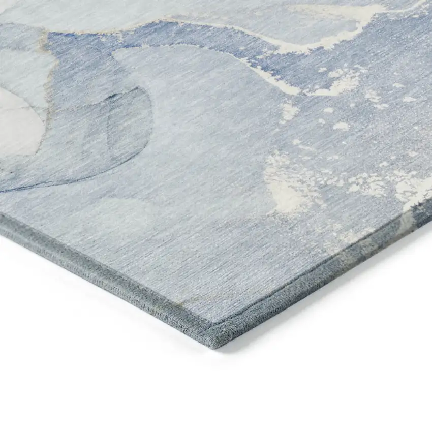 Blue and Green Abstract Washable Indoor Outdoor Area Rug Photo 5