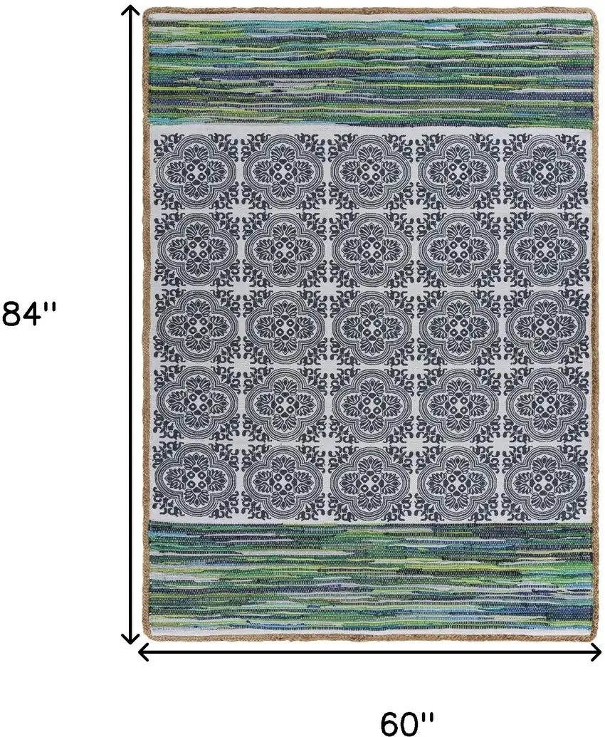 Blue and Green Chindi Area Rug Photo 4