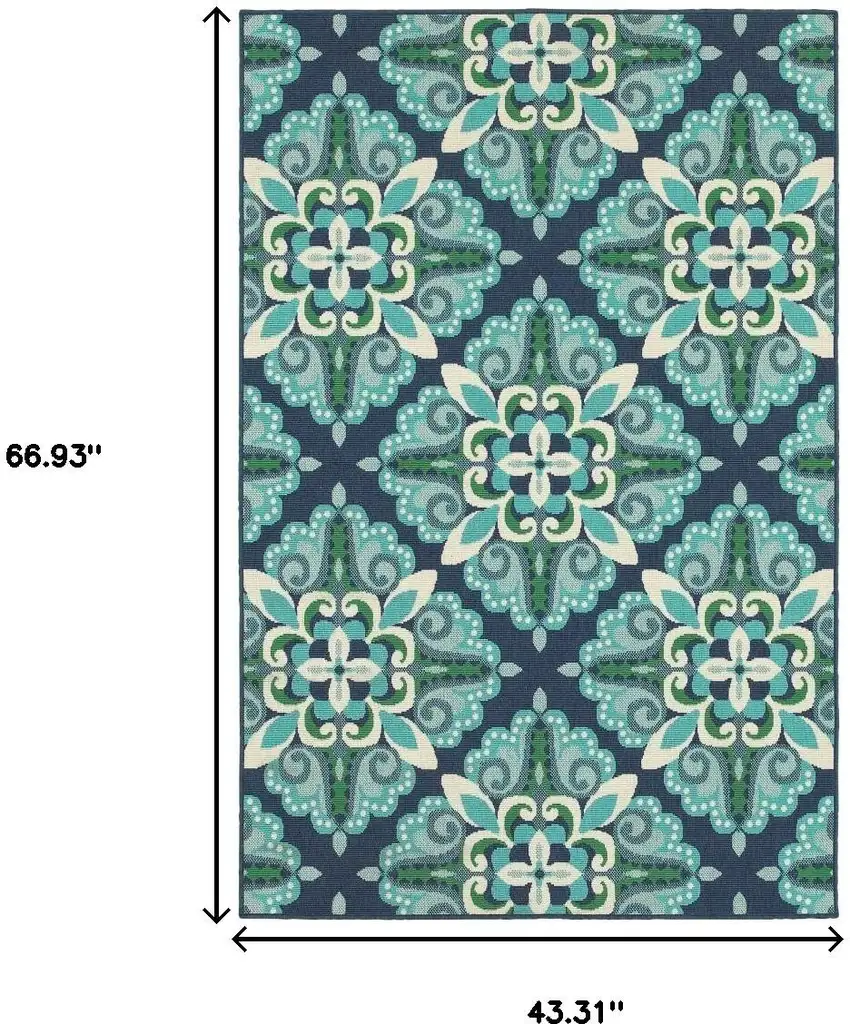 Blue And Green Indoor Outdoor Area Rug Photo 3