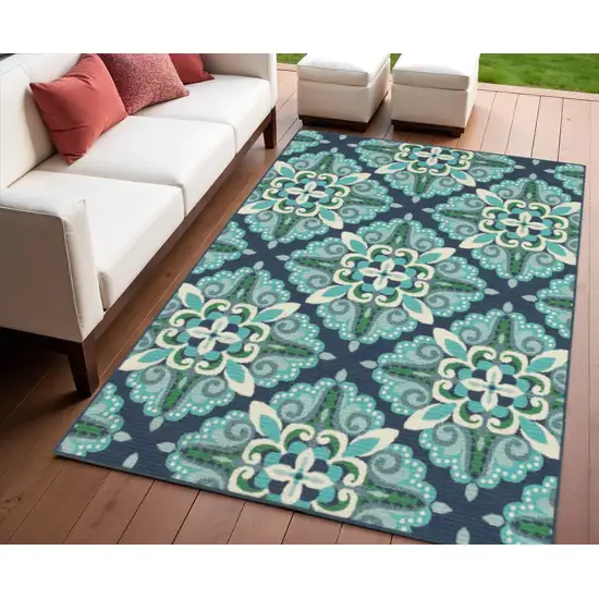 Blue And Green Indoor Outdoor Area Rug Photo 1