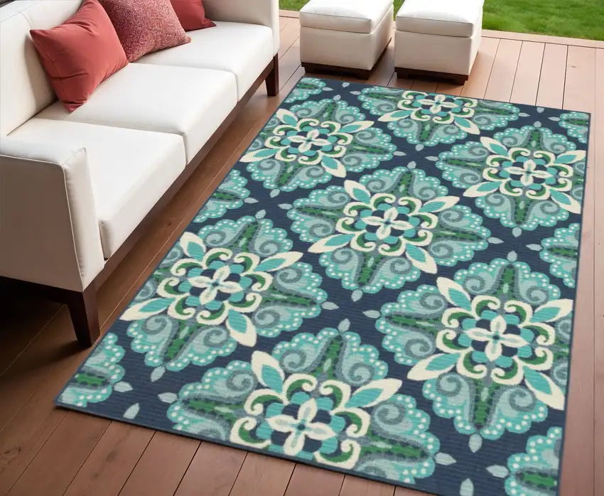 Blue And Green Indoor Outdoor Area Rug Photo 1