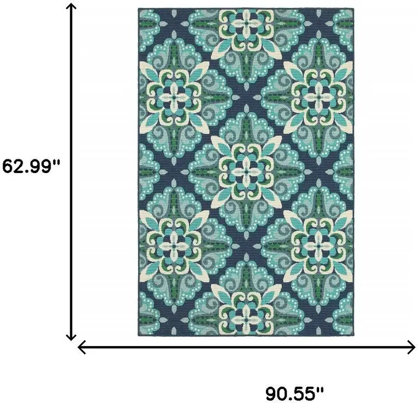 Blue And Green Indoor Outdoor Area Rug Photo 3