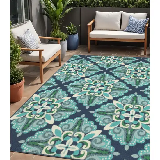 Blue And Green Indoor Outdoor Area Rug Photo 1