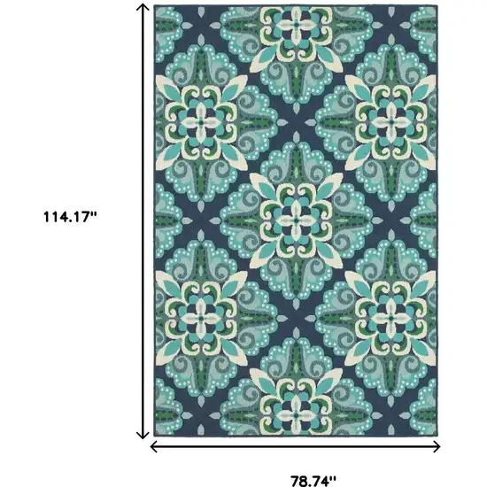 Blue And Green Indoor Outdoor Area Rug Photo 3
