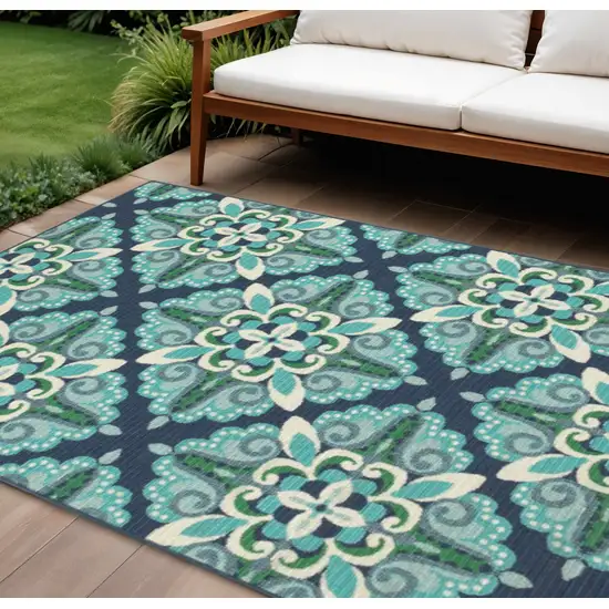 Blue And Green Indoor Outdoor Area Rug Photo 1