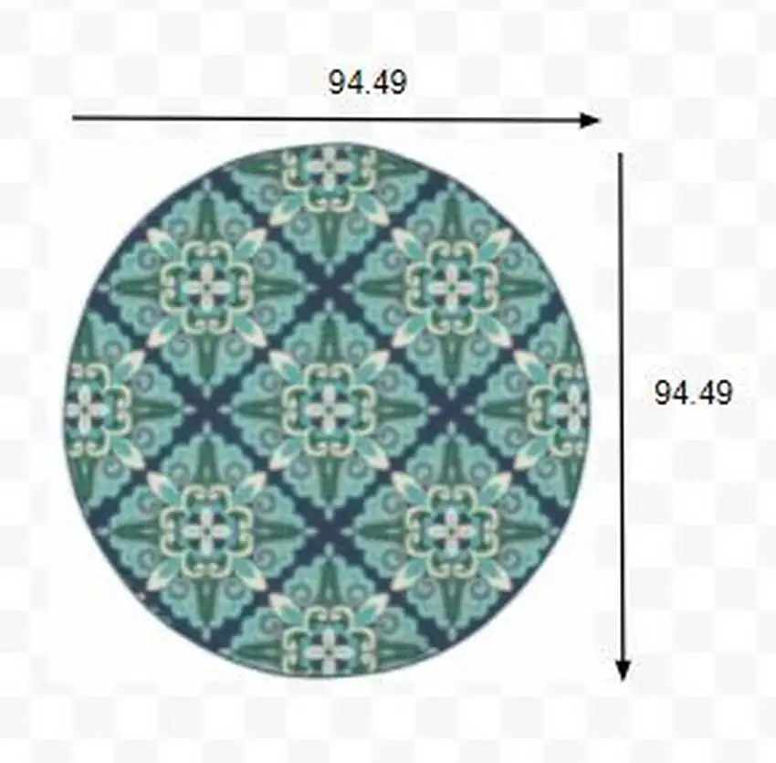 Blue and Green Floral Indoor Outdoor Area Rug Photo 2
