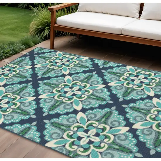 Blue And Green Indoor Outdoor Area Rug Photo 1