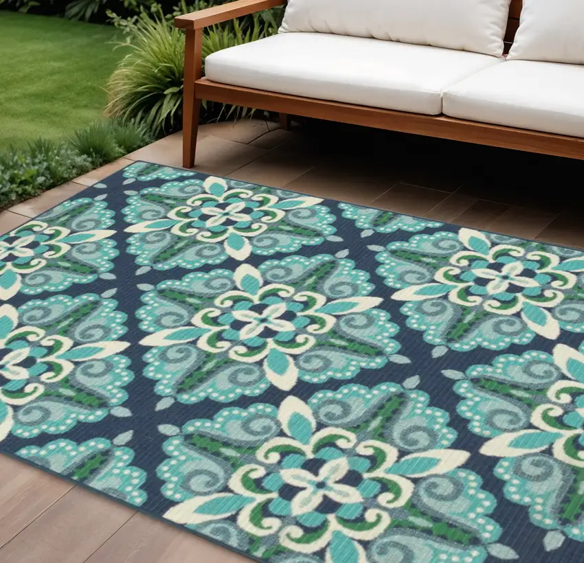 Blue And Green Indoor Outdoor Area Rug Photo 1