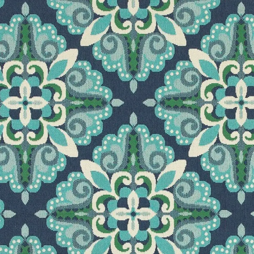 Blue and Green Floral Indoor Outdoor Area Rug Photo 3