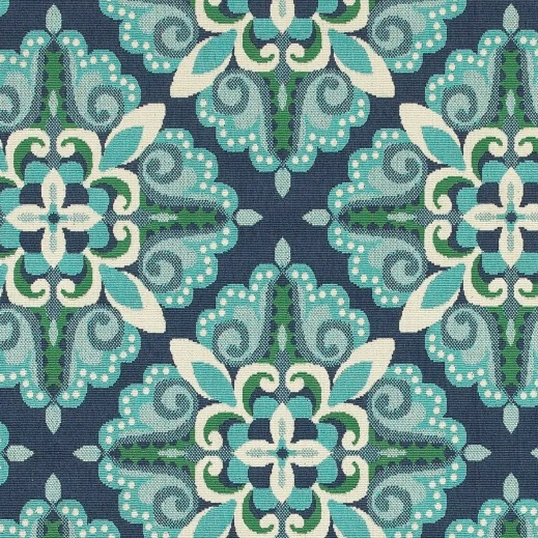 Blue and Green Floral Indoor Outdoor Area Rug Photo 2