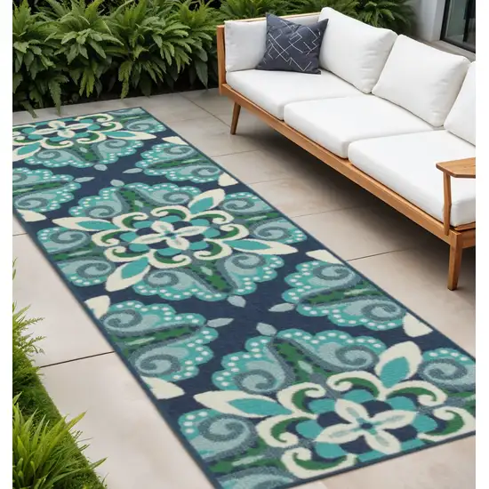 Blue and Green Indoor Outdoor Area Rug Photo 1