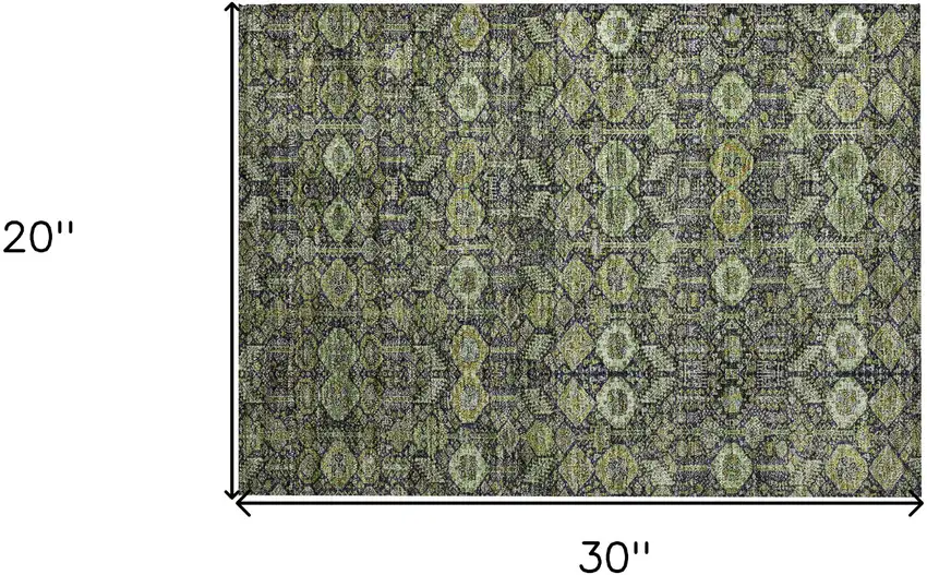 Blue and Green Floral Washable Non Skid Indoor Outdoor Area Rug Photo 3