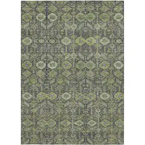 Photo of Blue and Green Floral Washable Non Skid Indoor Outdoor Area Rug
