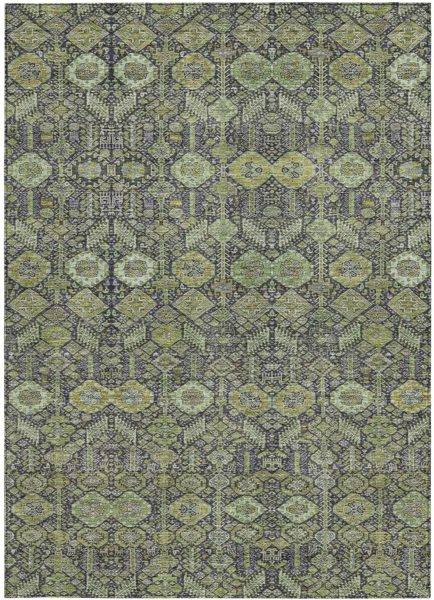 Blue and Green Floral Washable Non Skid Indoor Outdoor Area Rug Photo 5