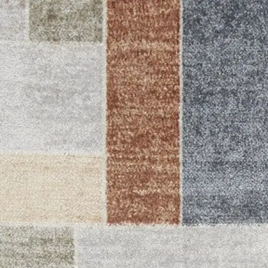 Blue and Green Geometric Power Loom Washable Area Rug Photo 9