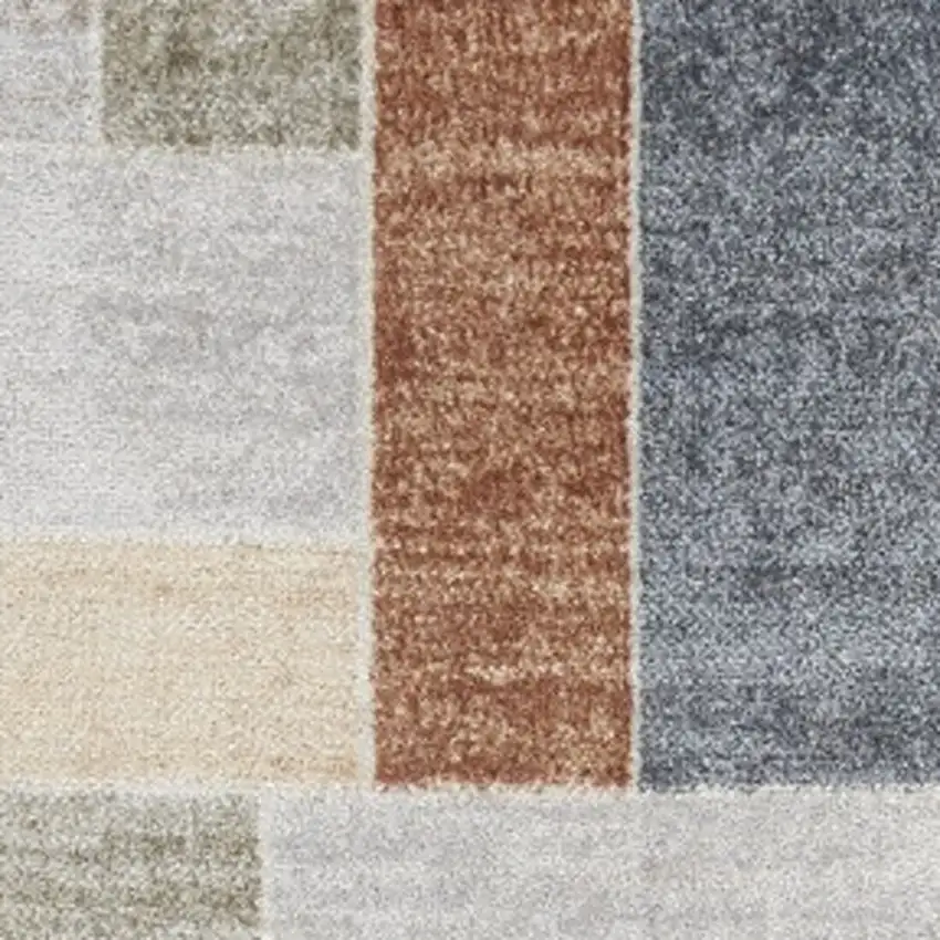 Blue and Green Geometric Power Loom Washable Area Rug Photo 9