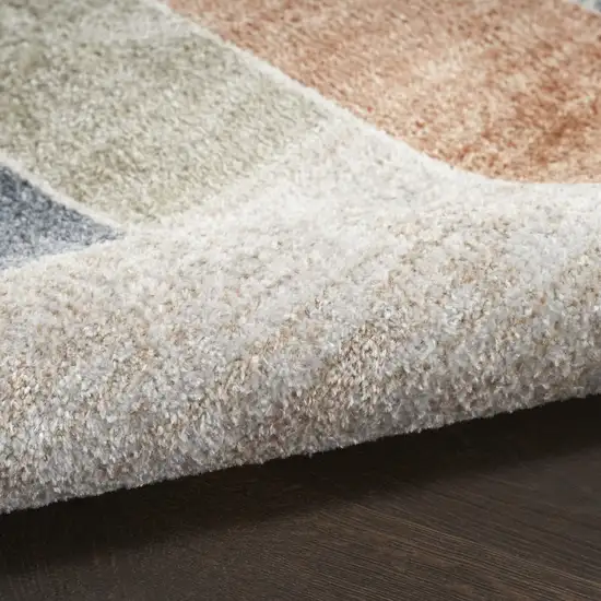 8' Blue And Green Geometric Washable Runner Rug Photo 9