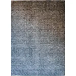 Photo of Blue and Green Ombre Washable Non Skid Indoor Outdoor Area Rug