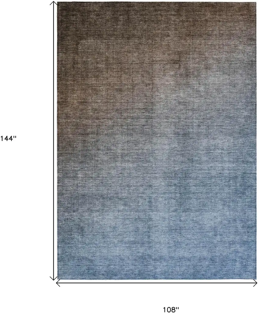 Blue and Green Ombre Washable Non Skid Indoor Outdoor Area Rug Photo 3