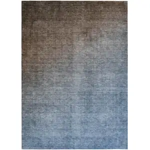 Photo of Blue and Green Ombre Washable Non Skid Indoor Outdoor Area Rug