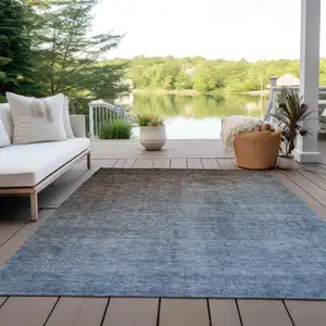 Photo of Blue and Green Ombre Washable Non Skid Indoor Outdoor Area Rug
