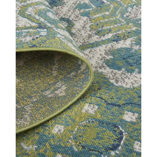 Blue and Green Oriental Power Loom Area Rug Photo 9