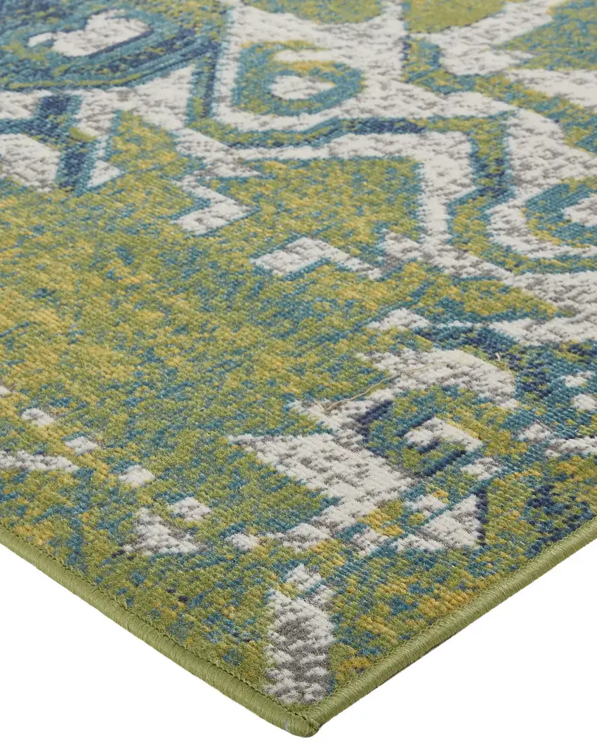 Blue and Green Oriental Power Loom Area Rug Photo 7