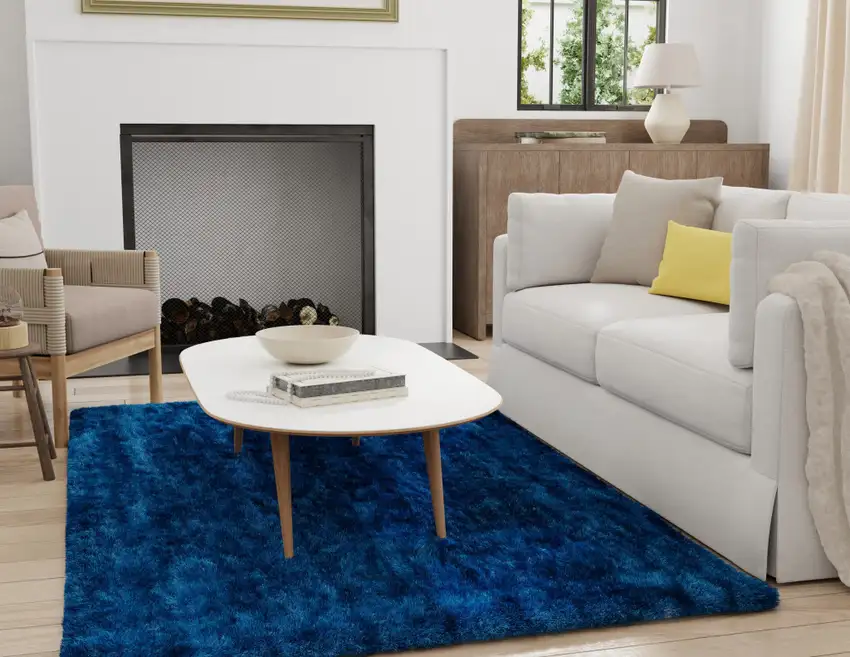 Blue and Green Shag Hand Tufted Runner Rug Photo 6