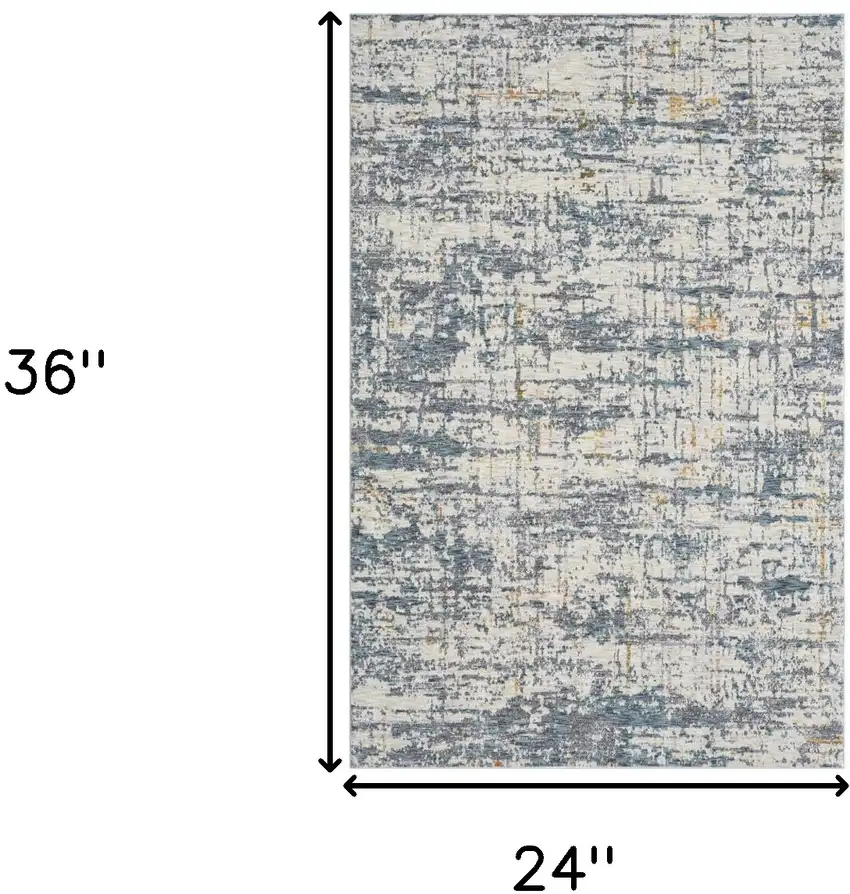 Blue and Ivory Abstract Area Rug Photo 3