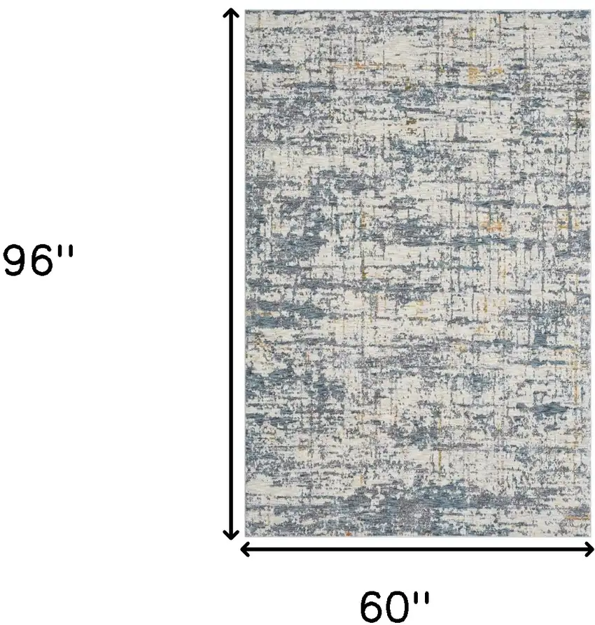 Blue and Ivory Abstract Area Rug Photo 3