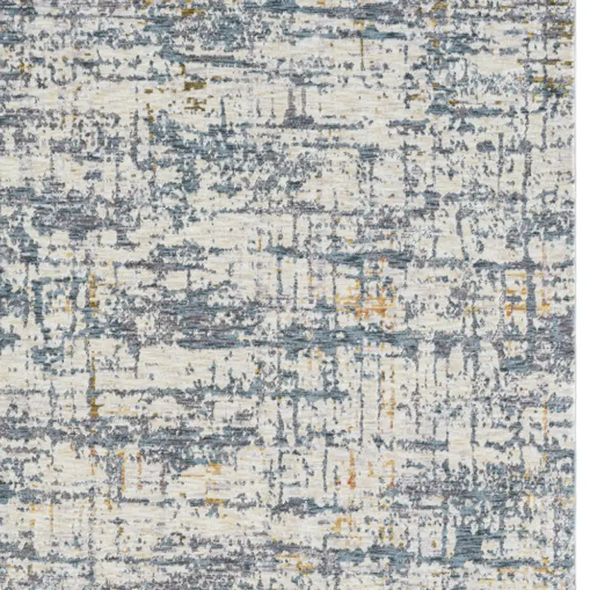 Blue and Ivory Abstract Area Rug Photo 5