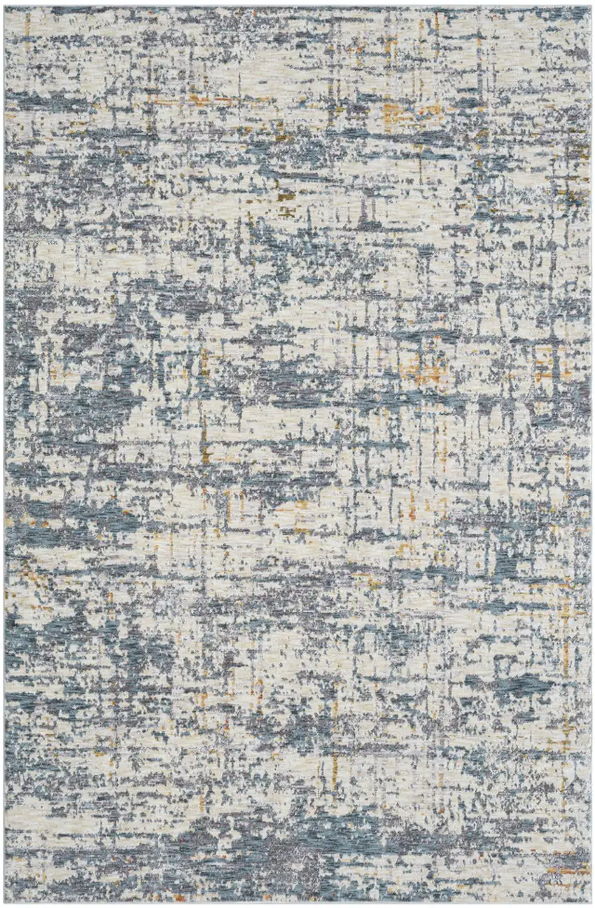Blue and Ivory Abstract Area Rug Photo 2