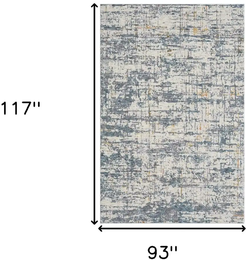 Blue and Ivory Abstract Area Rug Photo 3