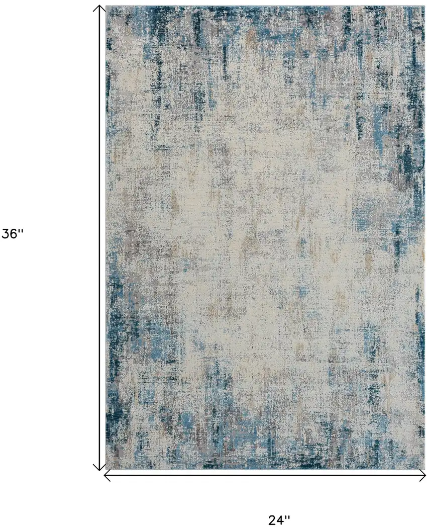 Blue and Ivory Abstract Area Rug Photo 3