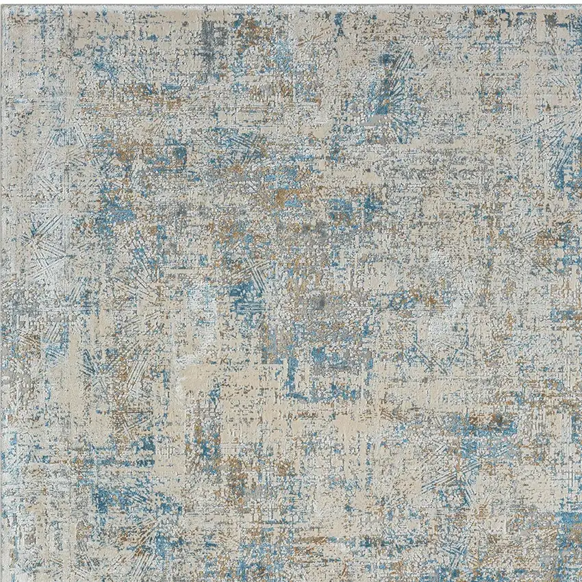Blue and Ivory Abstract Area Rug Photo 8