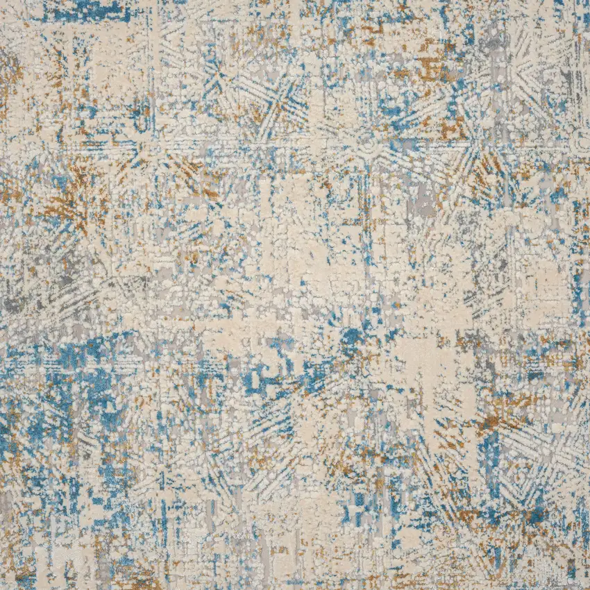 Blue and Ivory Abstract Area Rug Photo 4